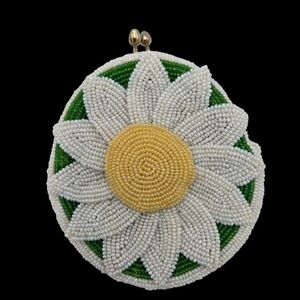 MCM Vintage DeLill Beaded Sunflower Coin Purse Change Purse